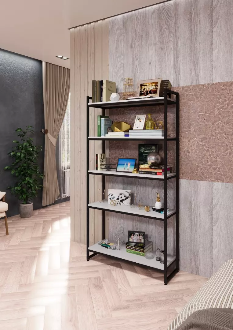 Стеллаж с полками PORTA ПБ-1709Ч, 170 × 89 × 30 см, 5 полок — ЛДСП, белый